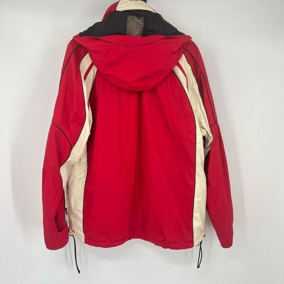 Obermeyer Ski Jacket Insulated Snowboard Hooded Full Zip Red Cream Mens Large - Picture 2 of 11